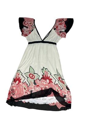 Charlotte Russe Floral Empire Waist Flutter Sleeve Dress Size Small Boho Cottage